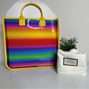Gucci Amour clear vinyl transparent rainbow tote handbag purse new
